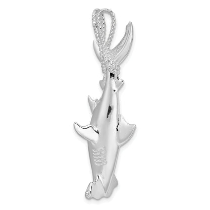 Sterling Silver De-Ani Rhod-Plated Polished 3D Hammerhead Shark Pendant