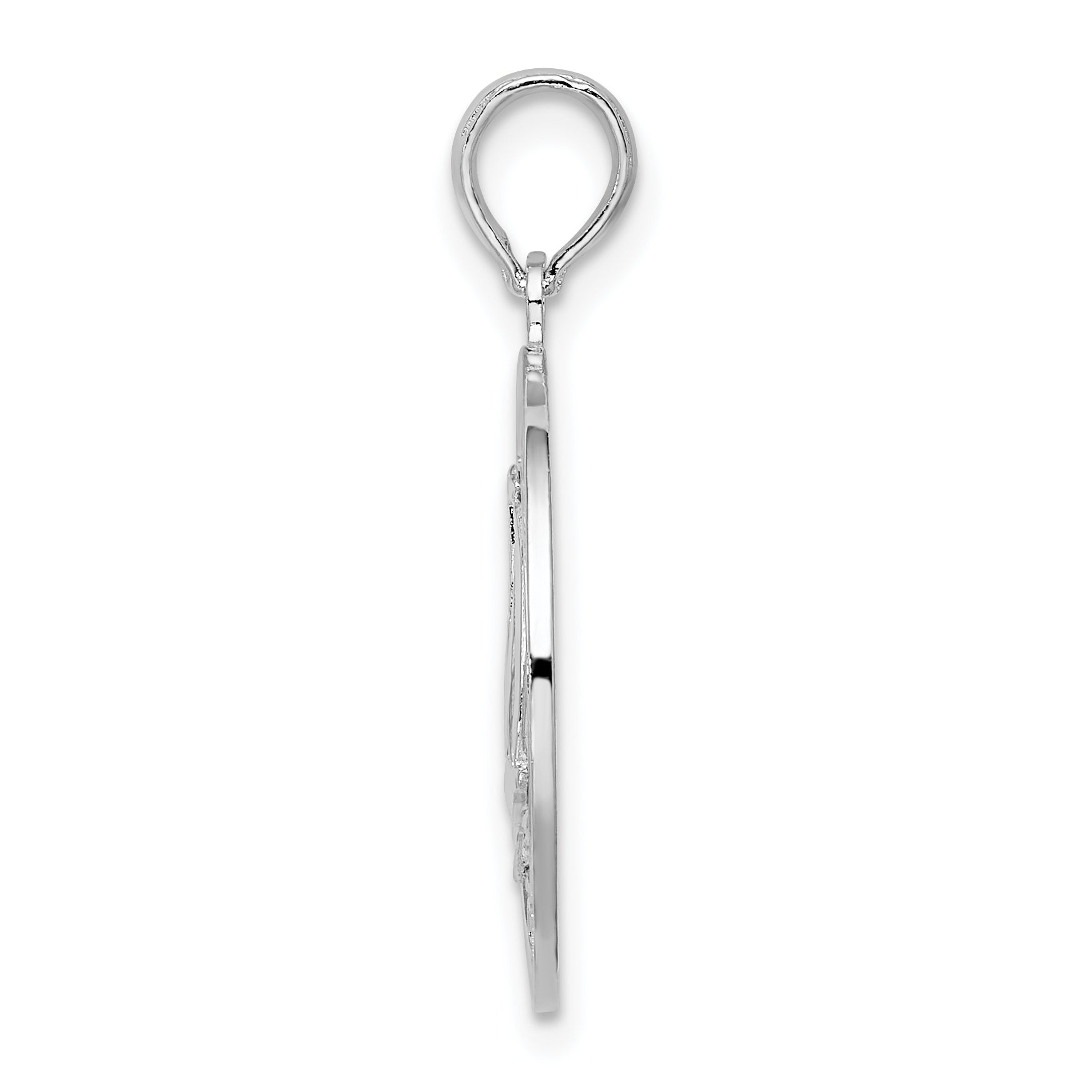 Sterling Silver De-Ani Rhodium-Plated Mystic Connecticut Circle With Sailboat Pendant