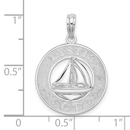 Sterling Silver De-Ani Rhodium-Plated Mystic Connecticut Circle With Sailboat Pendant
