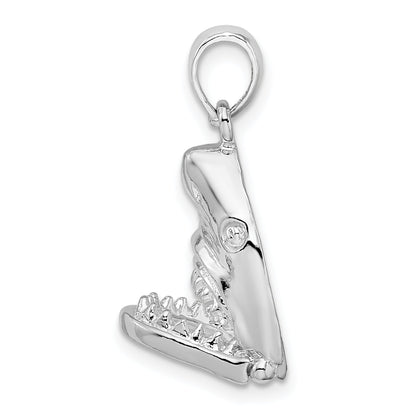 Sterling Silver De-Ani Rhodium-Plated Polished Moveable Shark Head Pendant