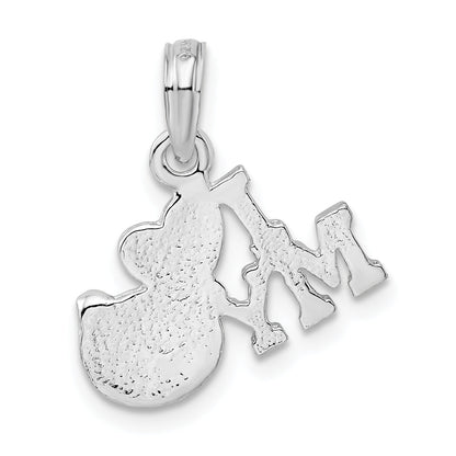 Sterling Silver De-Ani Rhodium-Plated Polished I Heart My Cat Pendant