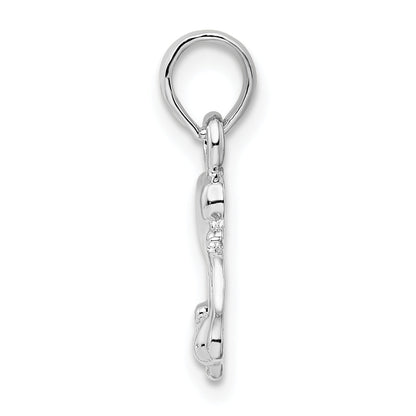 Sterling Silver De-Ani Rhodium-Plated Polished I Heart My Dog Pendant