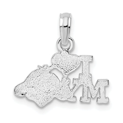 Sterling Silver De-Ani Rhodium-Plated Polished I Heart My Dog Pendant