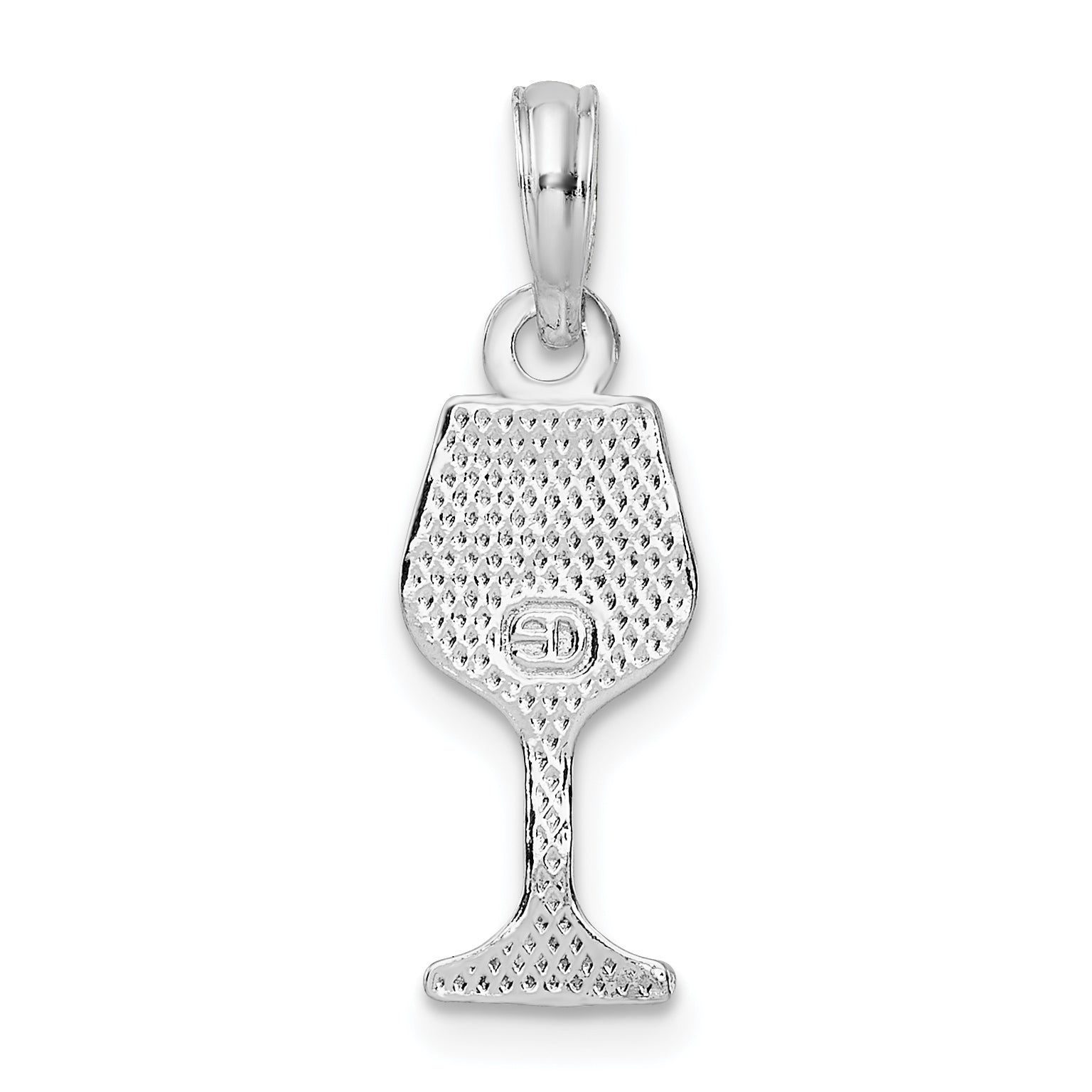 Sterling Silver De-Ani Rhodium-Plated Polished Wine Glass Pendant
