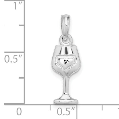 Sterling Silver De-Ani Rhodium-Plated Polished Wine Glass Pendant