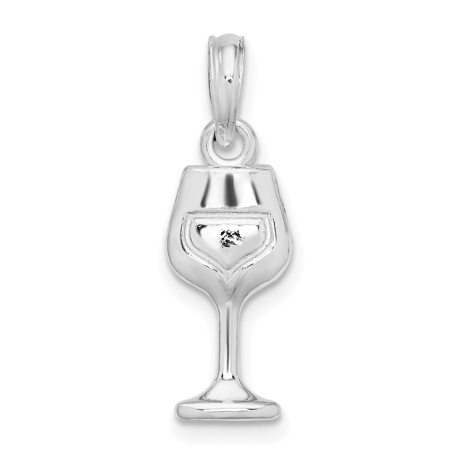 Sterling Silver De-Ani Rhodium-Plated Polished Wine Glass Pendant
