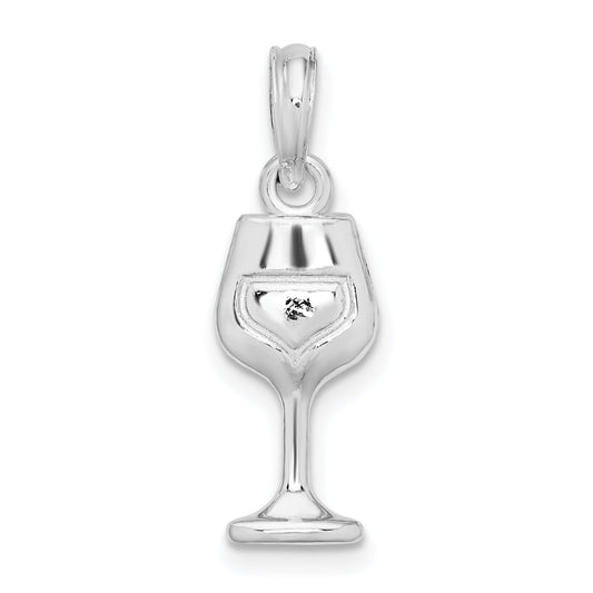 Sterling Silver De-Ani Rhodium-Plated Polished Wine Glass Pendant