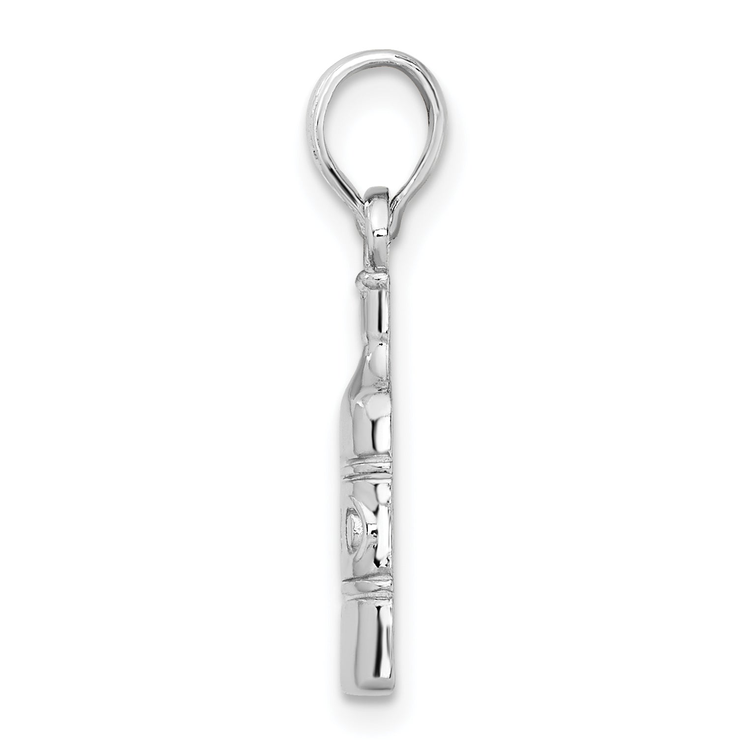 Sterling Silver De-Ani Rhodium-Plated Polished Wine Bottle Pendant