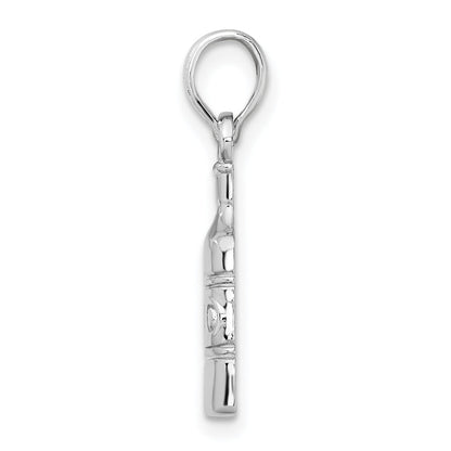 Sterling Silver De-Ani Rhodium-Plated Polished Wine Bottle Pendant