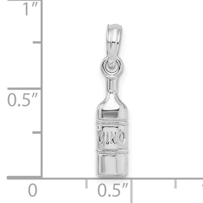 Sterling Silver De-Ani Rhodium-Plated Polished Wine Bottle Pendant