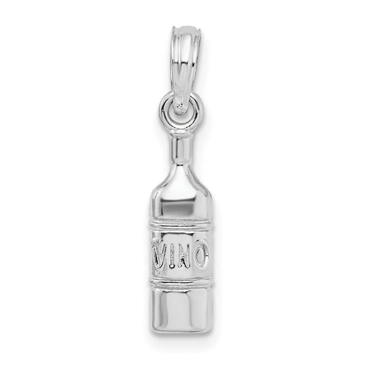 Sterling Silver De-Ani Rhodium-Plated Polished Wine Bottle Pendant