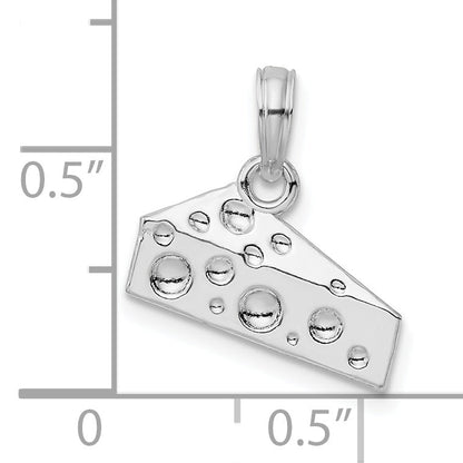 Sterling Silver De-Ani Rhodium-Plated Polished Cheese Wedge Pendant