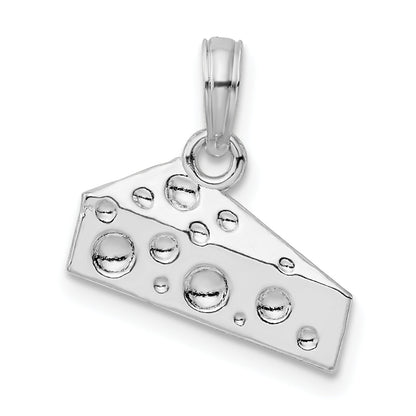 Sterling Silver De-Ani Rhodium-Plated Polished Cheese Wedge Pendant