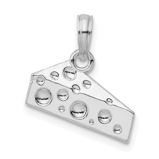 Sterling Silver De-Ani Rhodium-Plated Polished Cheese Wedge Pendant