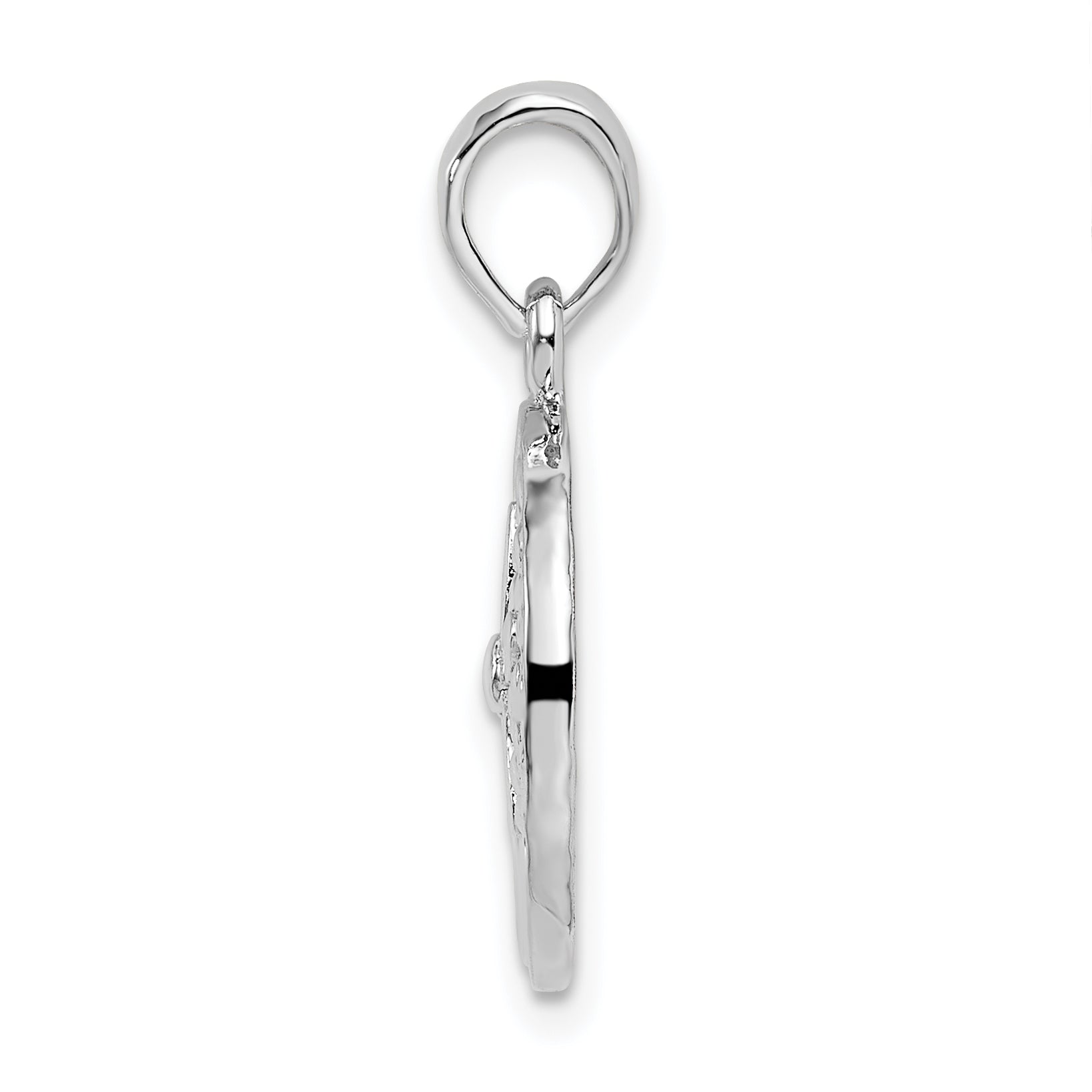 Sterling Silver De-Ani Rhodium-Plated Polished Sand Dollar Pendant