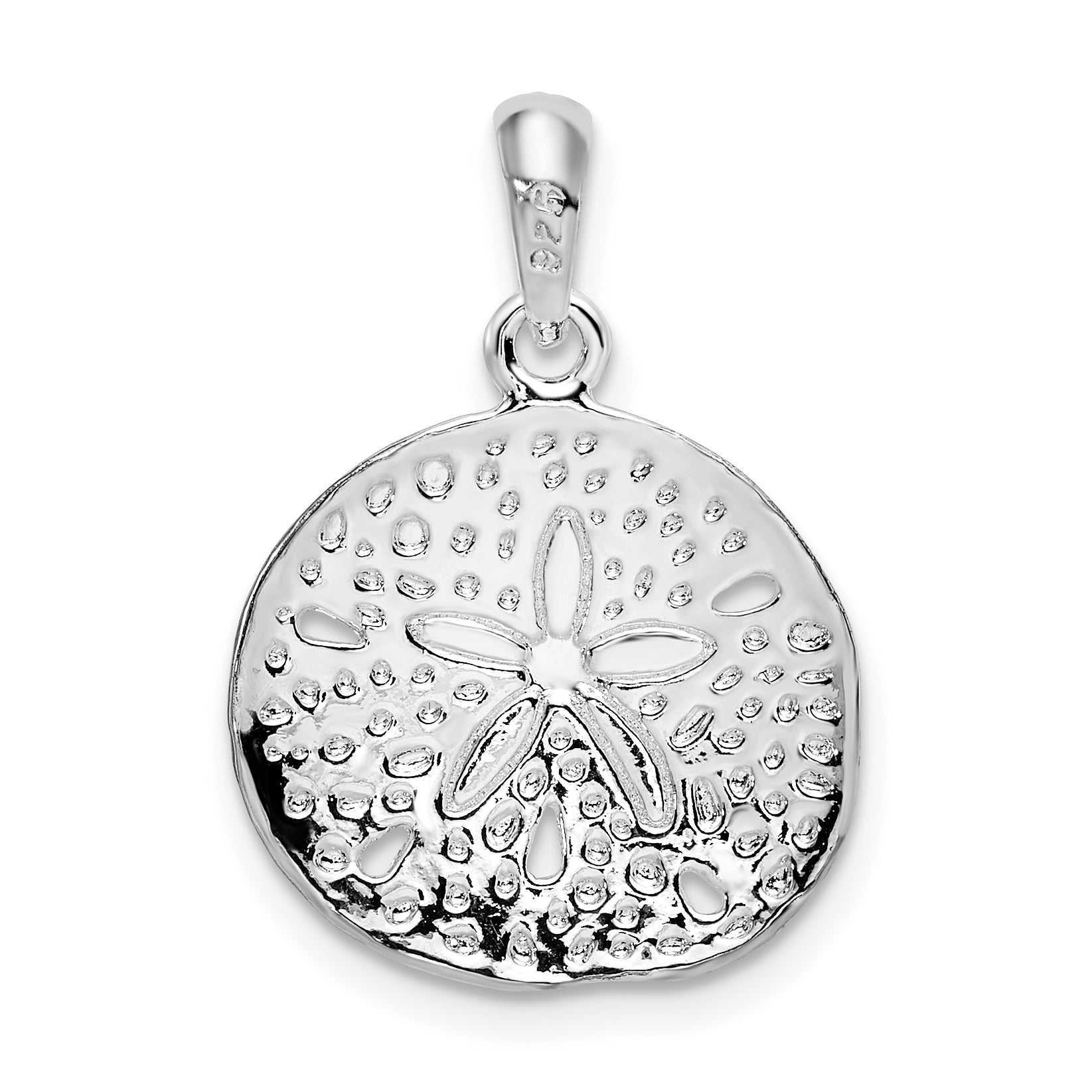 Sterling Silver De-Ani Rhodium-Plated Polished Sand Dollar Pendant