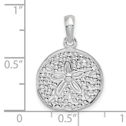 Sterling Silver De-Ani Rhodium-Plated Polished Sand Dollar Pendant