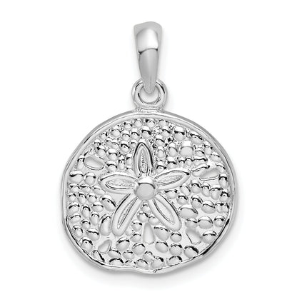 Sterling Silver De-Ani Rhodium-Plated Polished Sand Dollar Pendant