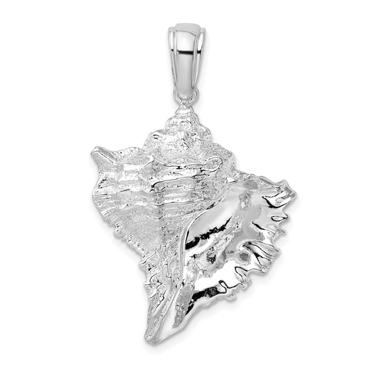 Sterling Silver De-Ani Rhodium-Plated Polished Conch Shell Pendant