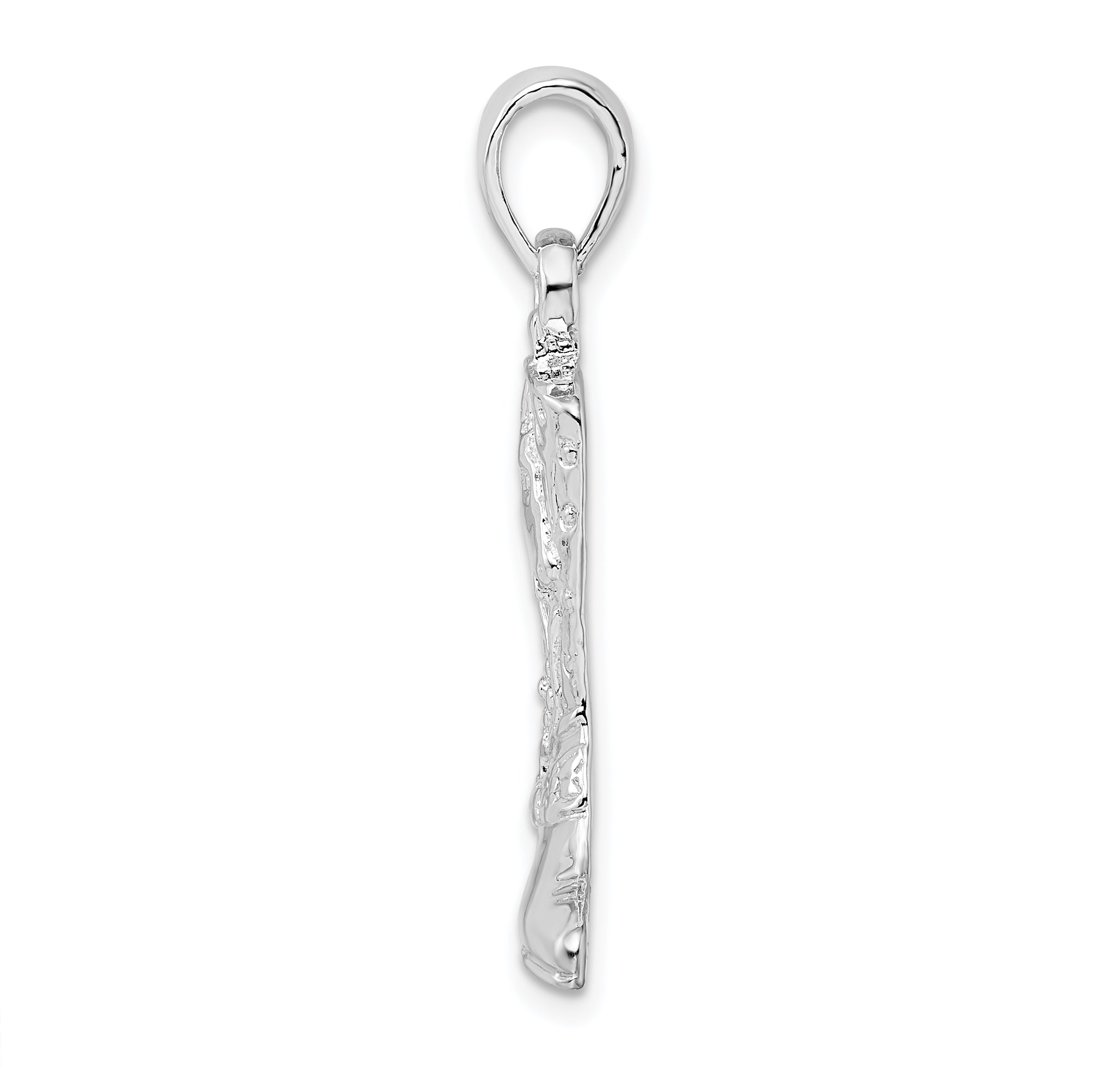 Sterling Silver De-Ani Rhodium-Plated Polished 3D Cowboy Boot With Spur Pendant
