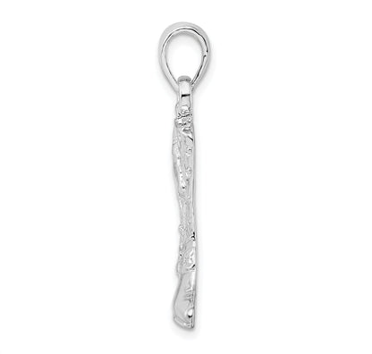 Sterling Silver De-Ani Rhodium-Plated Polished 3D Cowboy Boot With Spur Pendant