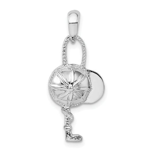 Sterling Silver De-Ani Polished Jockey Helmet With Crop Pendant