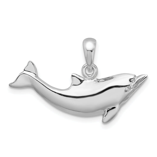 Sterling Silver De-Ani Rhodium-Plated Polished Dolphin Pendant