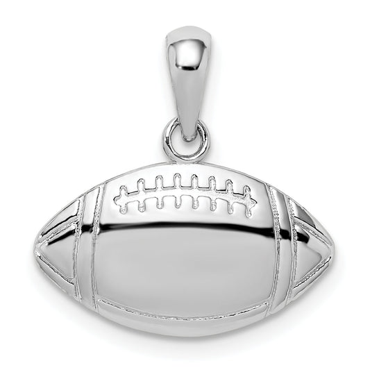 Sterling Silver De-Ani Rhodium-Plated Polished Football Pendant