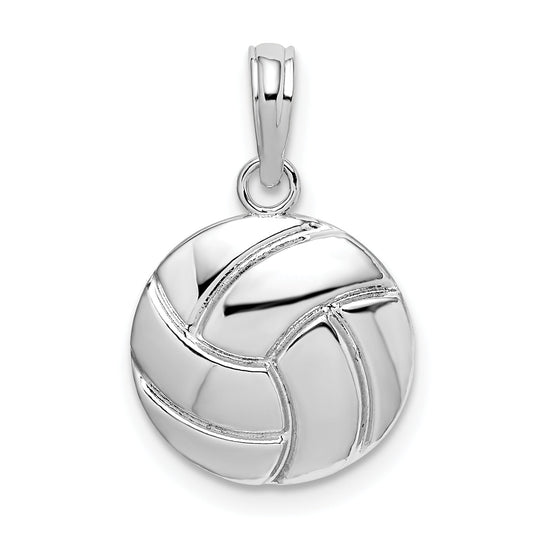 Sterling Silver De-Ani Rhodium-Plated Polished Volleyball Pendant