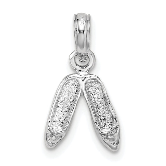 Sterling Silver De-Ani Rhodium-Plated Polished Ballet Slippers Pendant