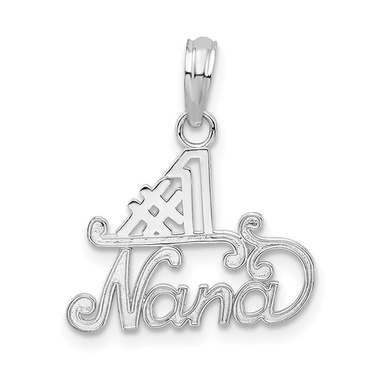Sterling Silver De-Ani Rhodium-Plated Polished #1 Nana Pendant