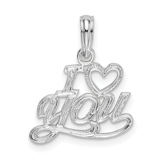 Sterling Silver De-Ani Rhodium-Plated Polished I Heart You Script Pendant