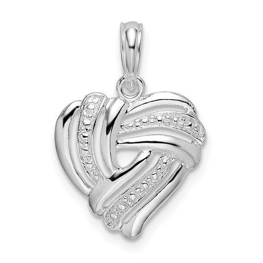 Sterling Silver De-Ani Rhodium-Plated Polished Wrap Design Heart Pendant