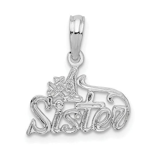 Sterling Silver De-Ani Rhodium-Plated Polished #1 Sister Pendant