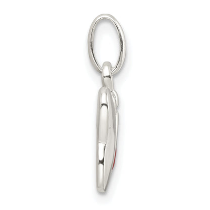 Sterling Silver Polished Enameled Butterfly W/Ladybug Pendant