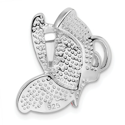 Sterling Silver Rhodium-Plated Preciosa Crystal Butterfly Chain Slide