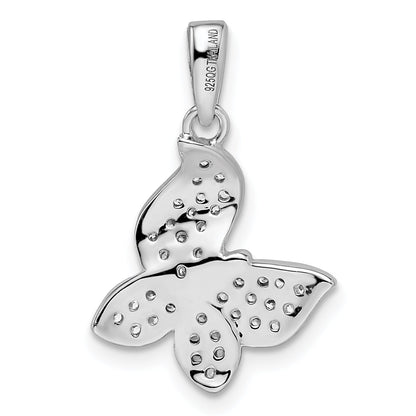 Sterling Silver Rhodium-Plated Cz Butterfly Pendant