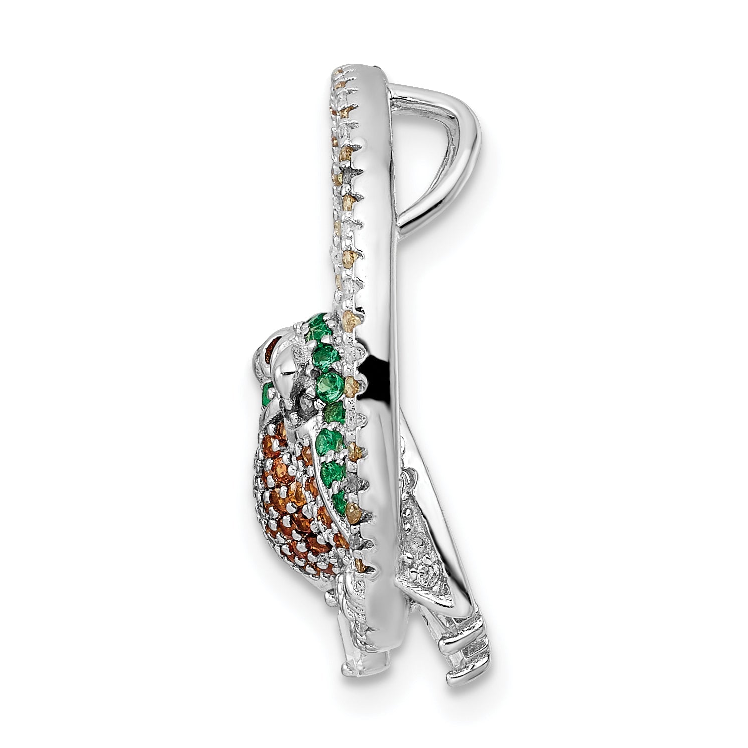Sterling Silver Rhodium-Plated Cz Birds On Perch Chain Slide