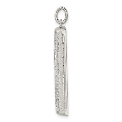 Sterling Silver Polished And Textured Solid Mezuzah W/Star Of David Pendant
