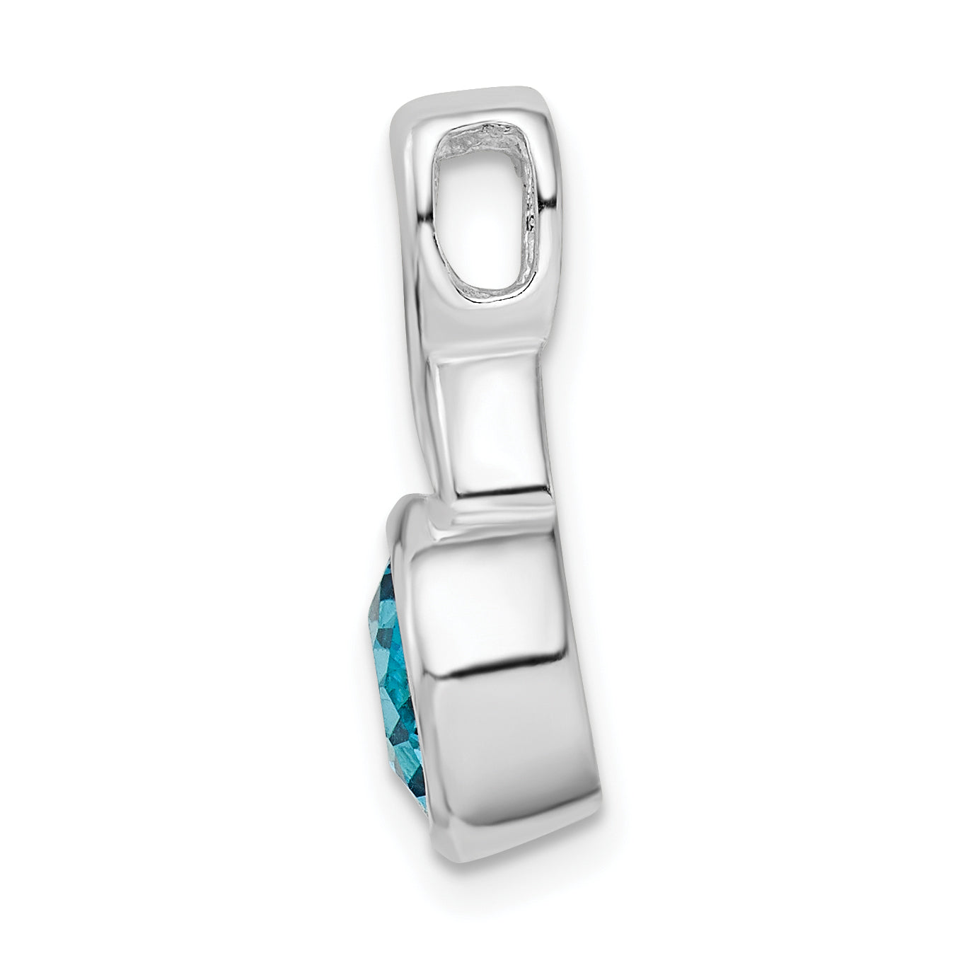 Sterling Silver Rhodium-Plated Blue Cz Chain Slide