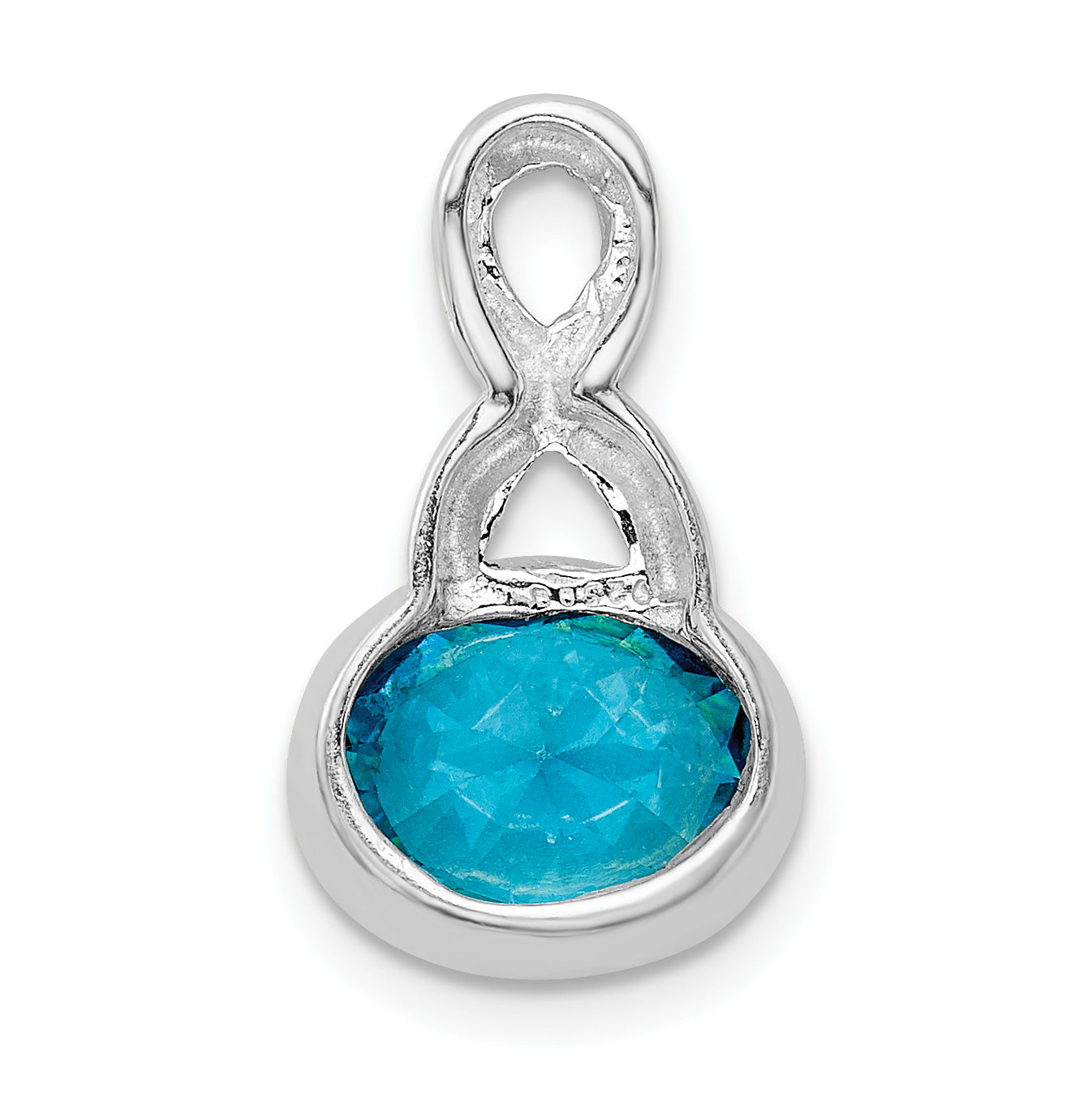 Sterling Silver Rhodium-Plated Blue Cz Chain Slide