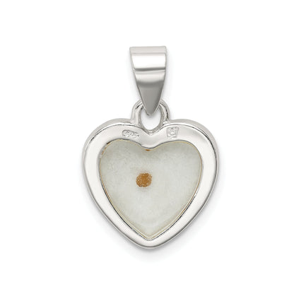Sterling Silver Rhodium-Plated Enameled Mustard Seed Heart Pendant