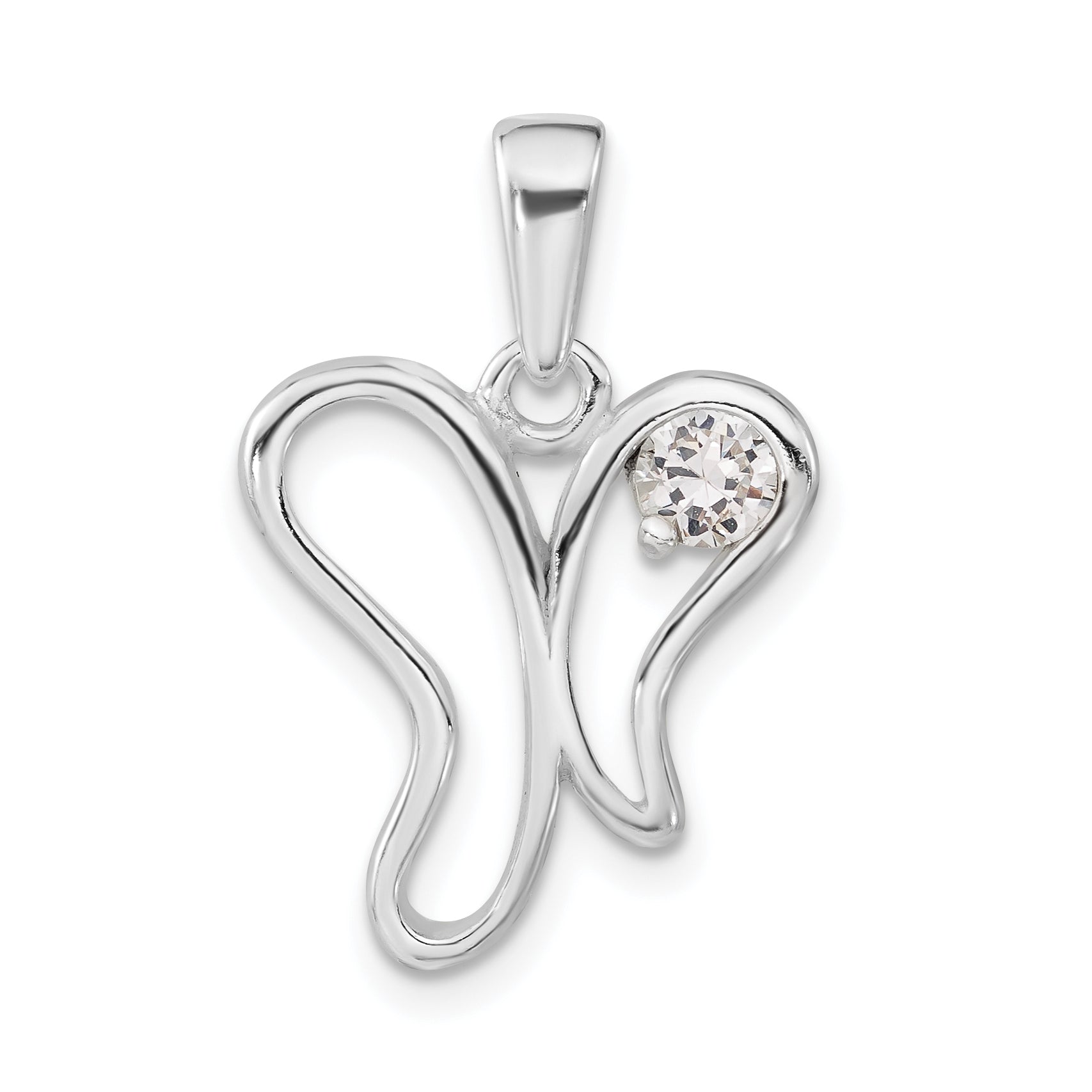 Sterling Silver Cz Butterfly Pendant