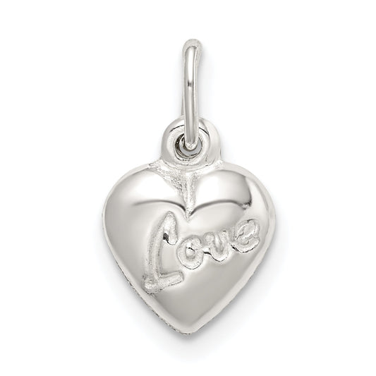 Sterling Silver Polished Love Reversible Puff Heart Charm