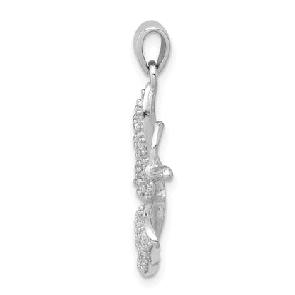 Sterling Silver Rhodium-Plated Cz Butterfly Pendant
