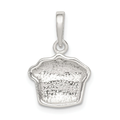 Sterling Silver Polished Enamel Cupcake Child Pendant