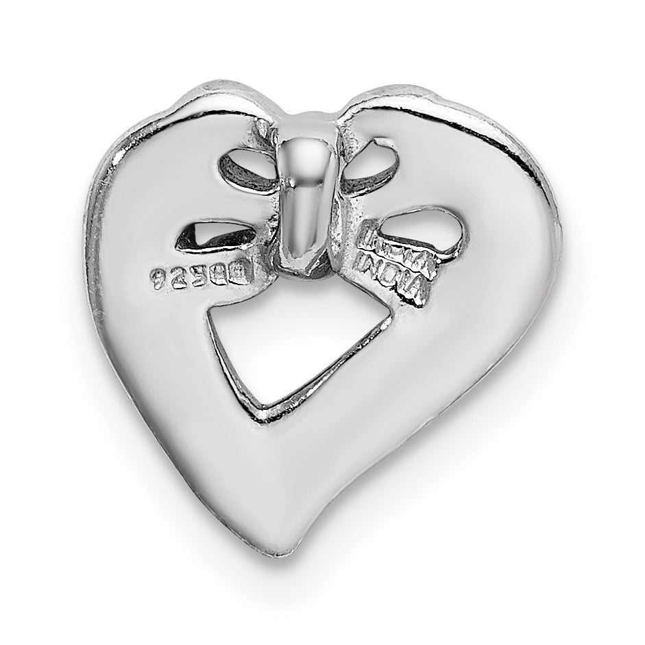 Sterling Silver Rhodium-Plate Rose-Tone Glitter Enamel Chain Slide