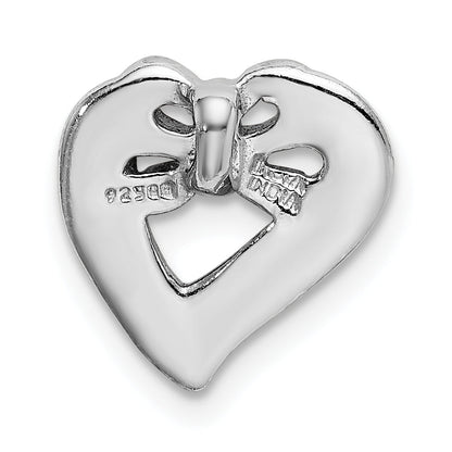 Sterling Silver Rhodium-Plate Rose-Tone Glitter Enamel Chain Slide