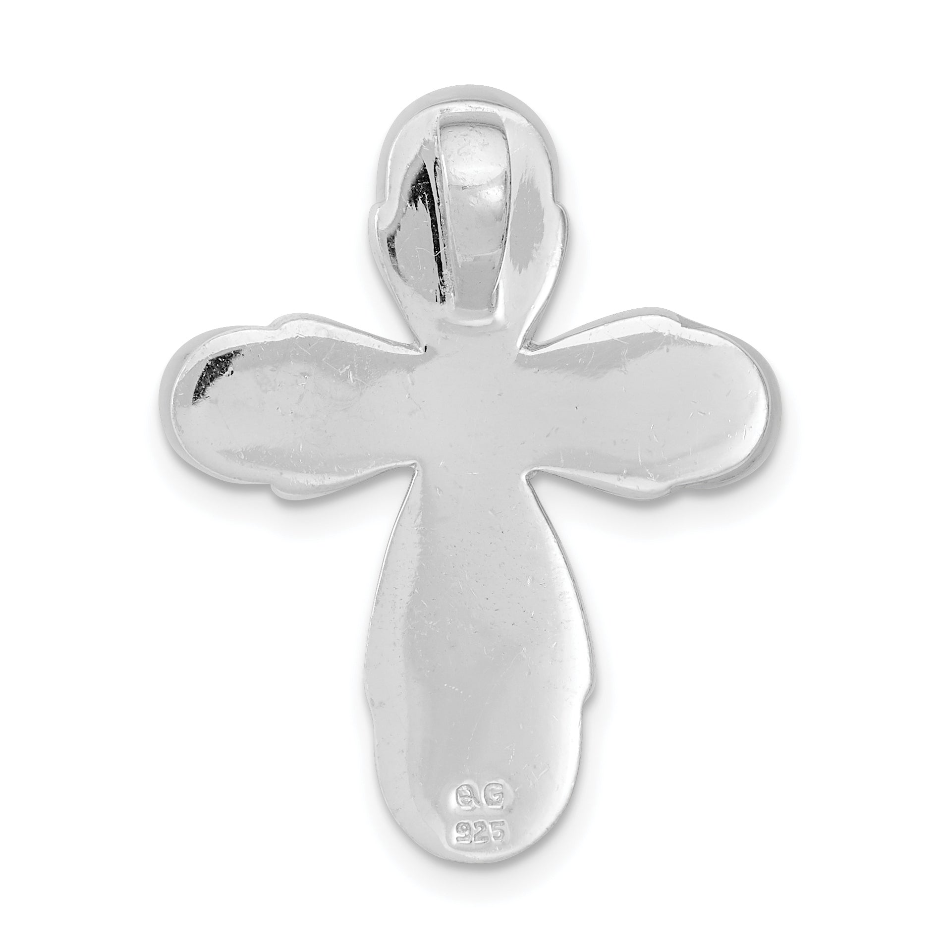Sterling Silver Rhodium-Plated Mother Of Pearl Cross Chain Slide