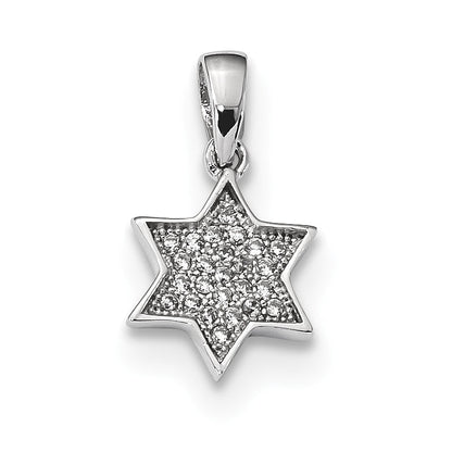 Sterling Silver Rhodium-Plated Cz Star Of David Pendant